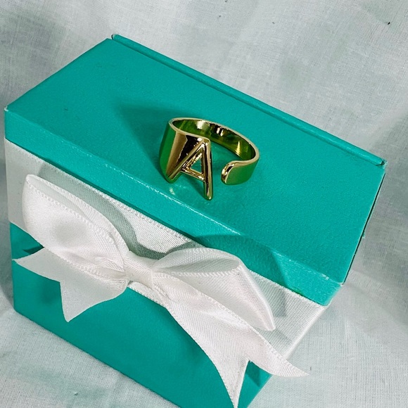 Golden A Initial Personalized Ring Cuff Trending Influencer  Style Staple - Picture 2 of 9